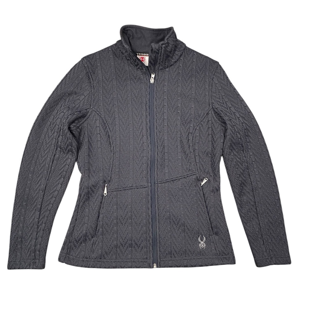 Spyder Women's Full-Zip‎ Major Cable Knit Core Sweater Jacket Steel Gray M